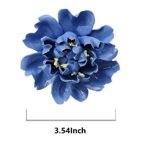 AMERRY 3D Flower Wall Art – Handmade Porcelain Decor (Blue, Crape Myrtle, 3.54″)