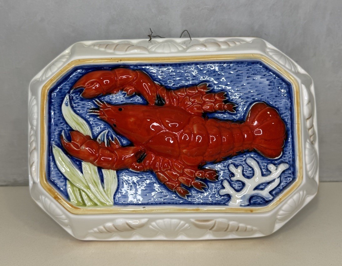Japanese Majolica Lobster Wall Mold Ready To Hang 11×8 in