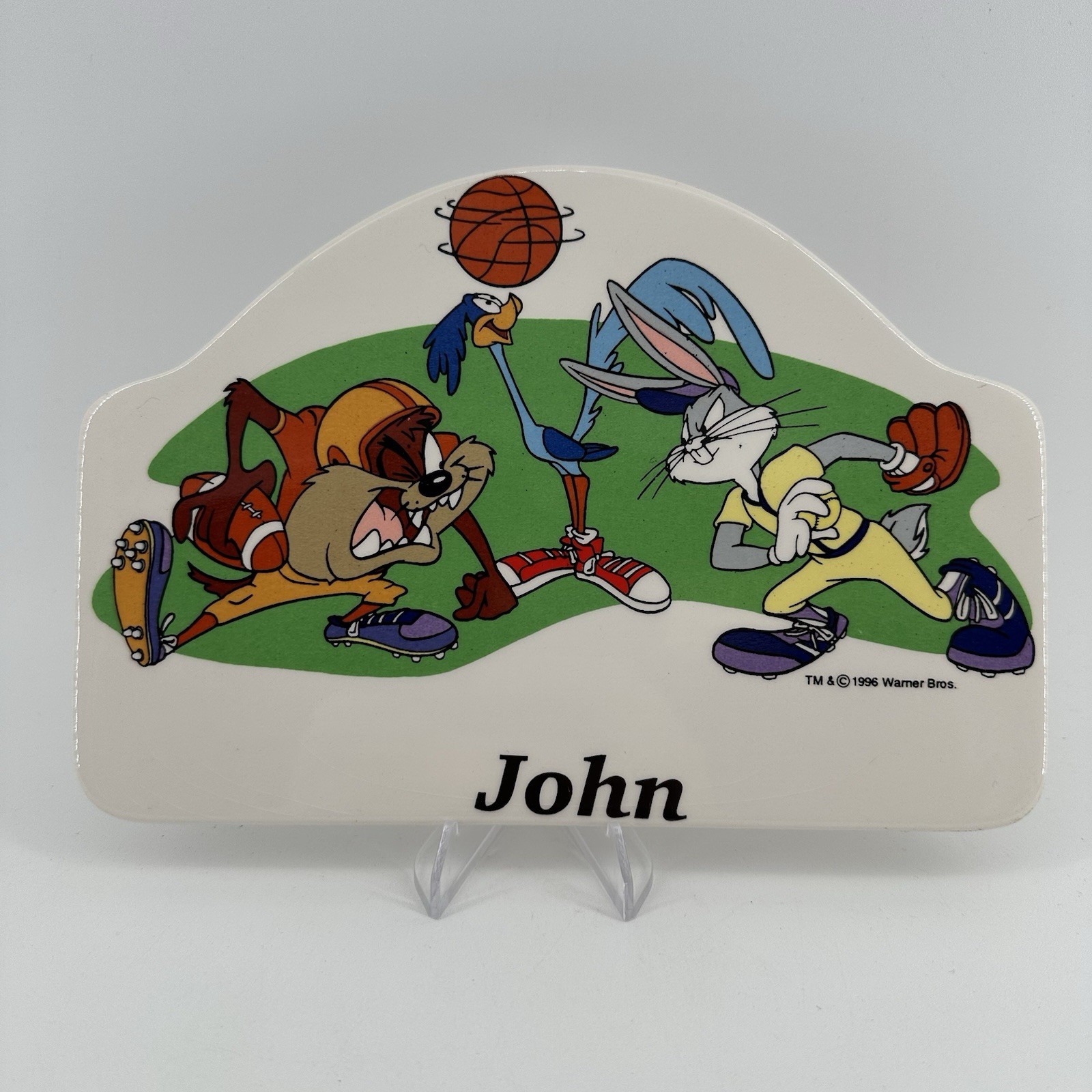 Vintage Looney Tunes Name Plaque John Taz Road Runner Bugs Bunny playing Sports