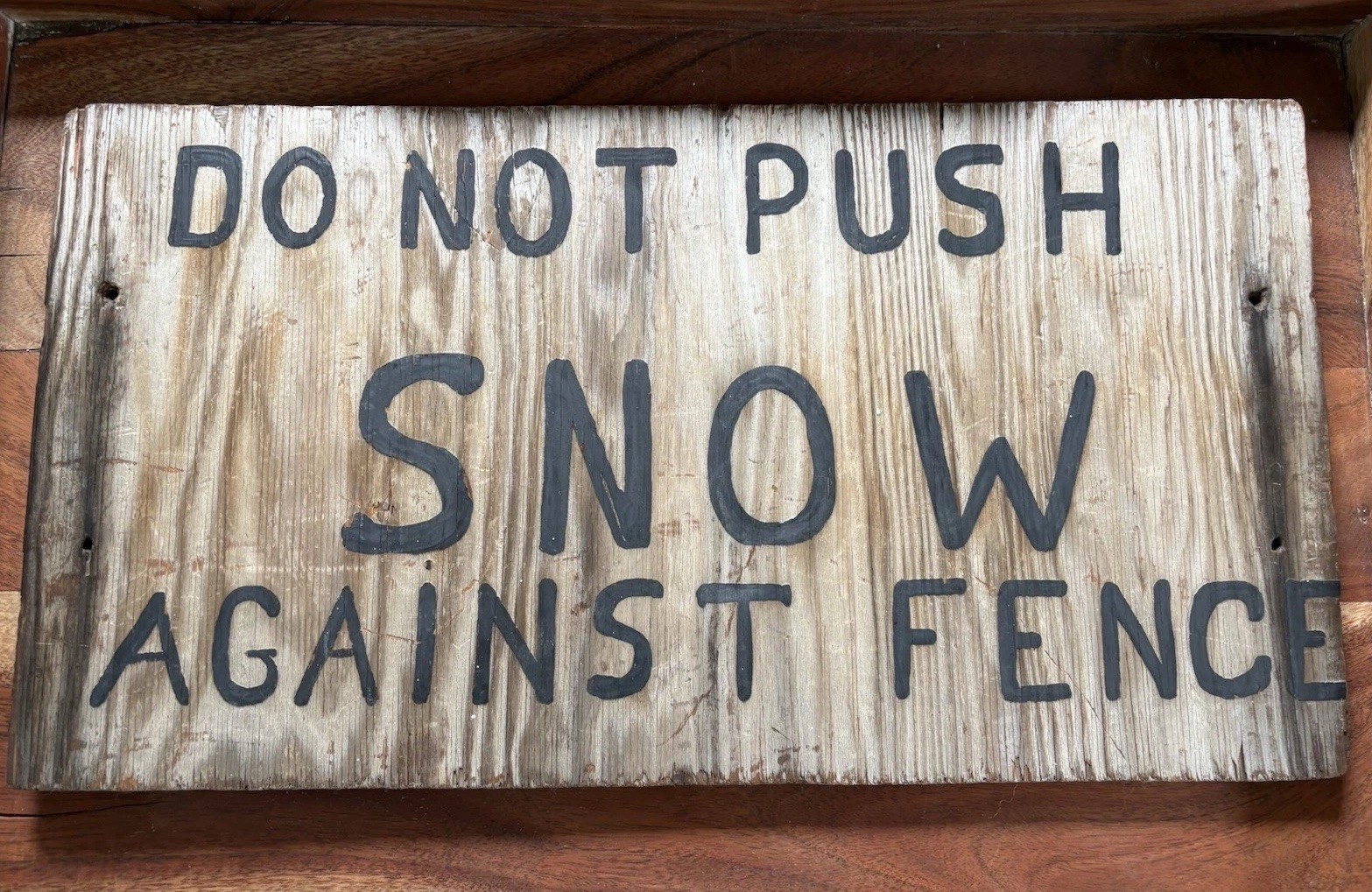 Vintage Original Folk Art Sign Rustic Unique Snow 11 1/4 X 20 1/2