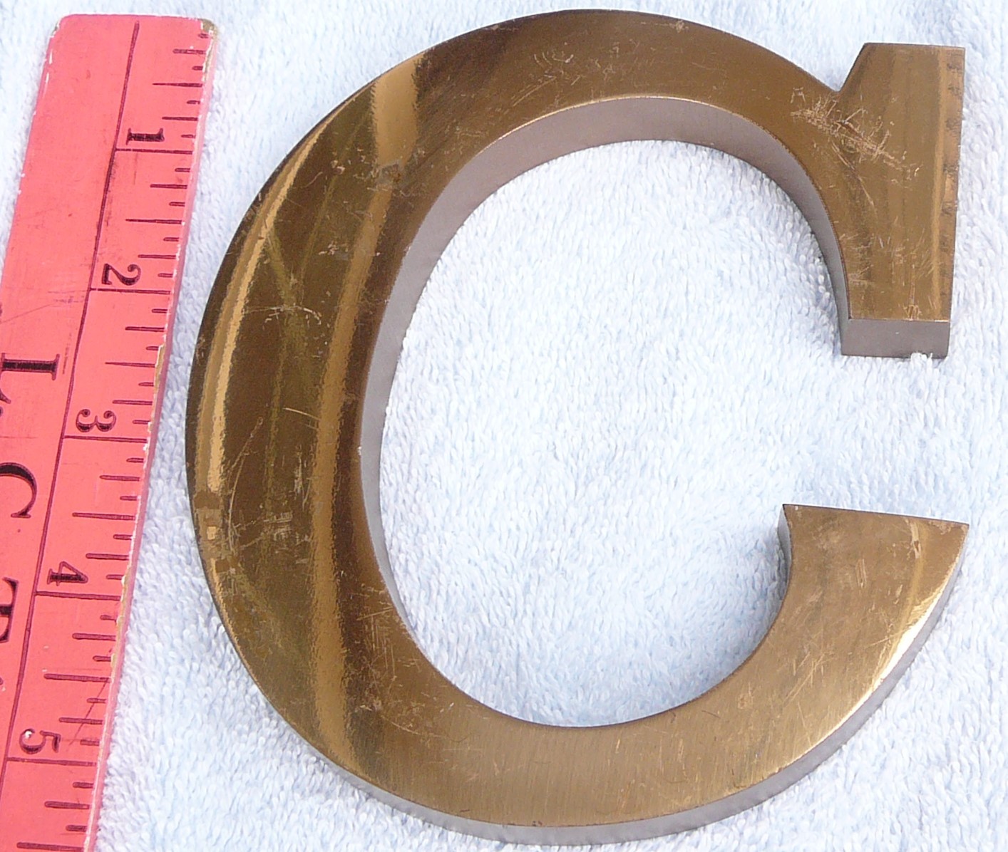 Solid Brass Letter “C” glossy finish 4 1/2 x 5 1/4 inches 1/2 inch thick