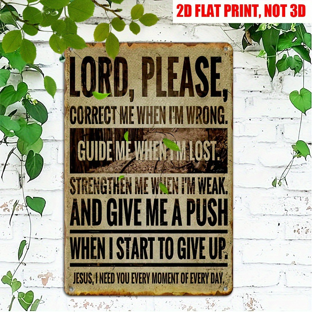 Vintage Spiritual Prayer Metal Sign Lord Guide Inspirational Wall Decor Faithful