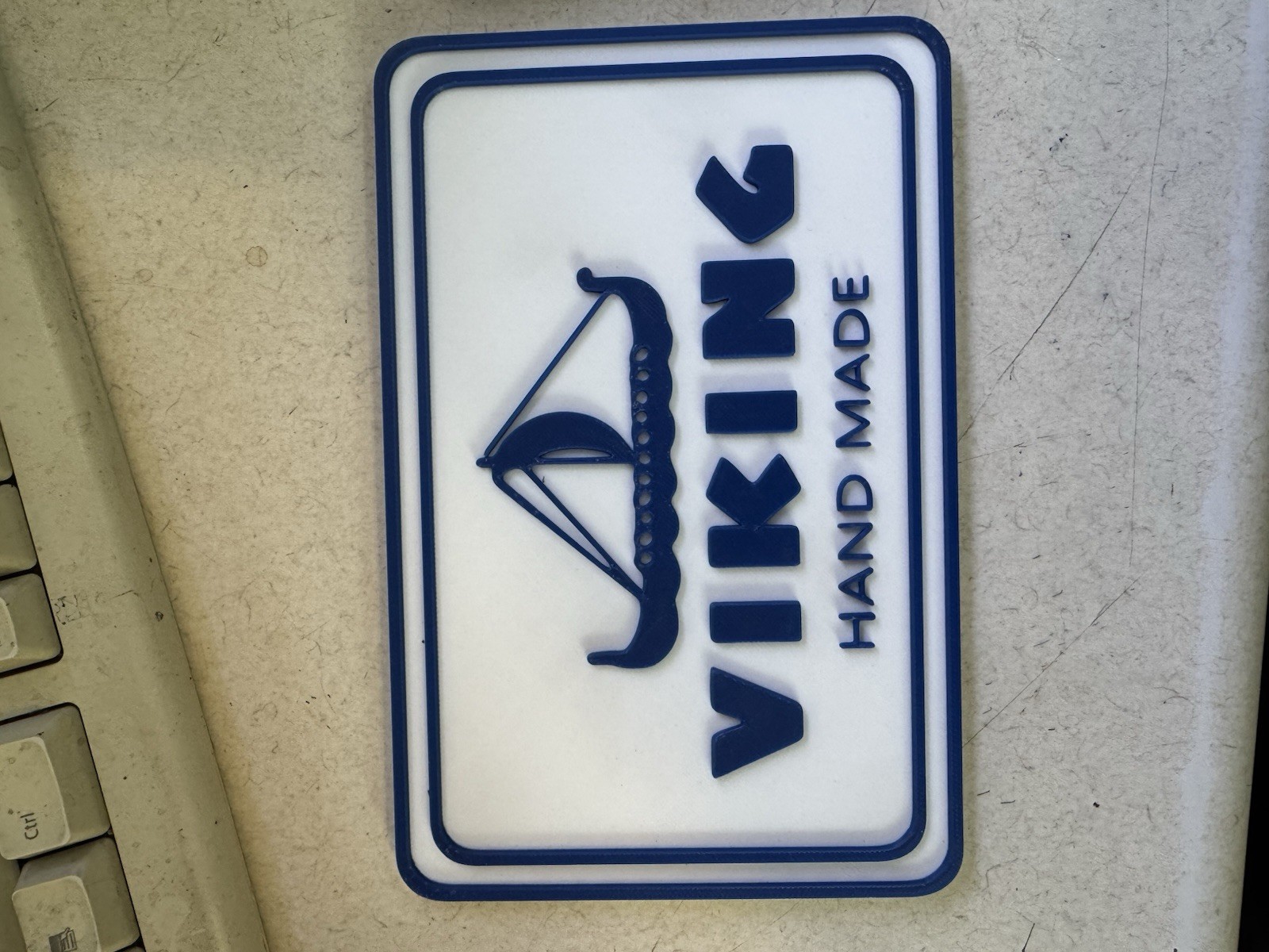 Viking Glass Display Sign 3D Printed 7.25 X 4.75 Hand Made Blue