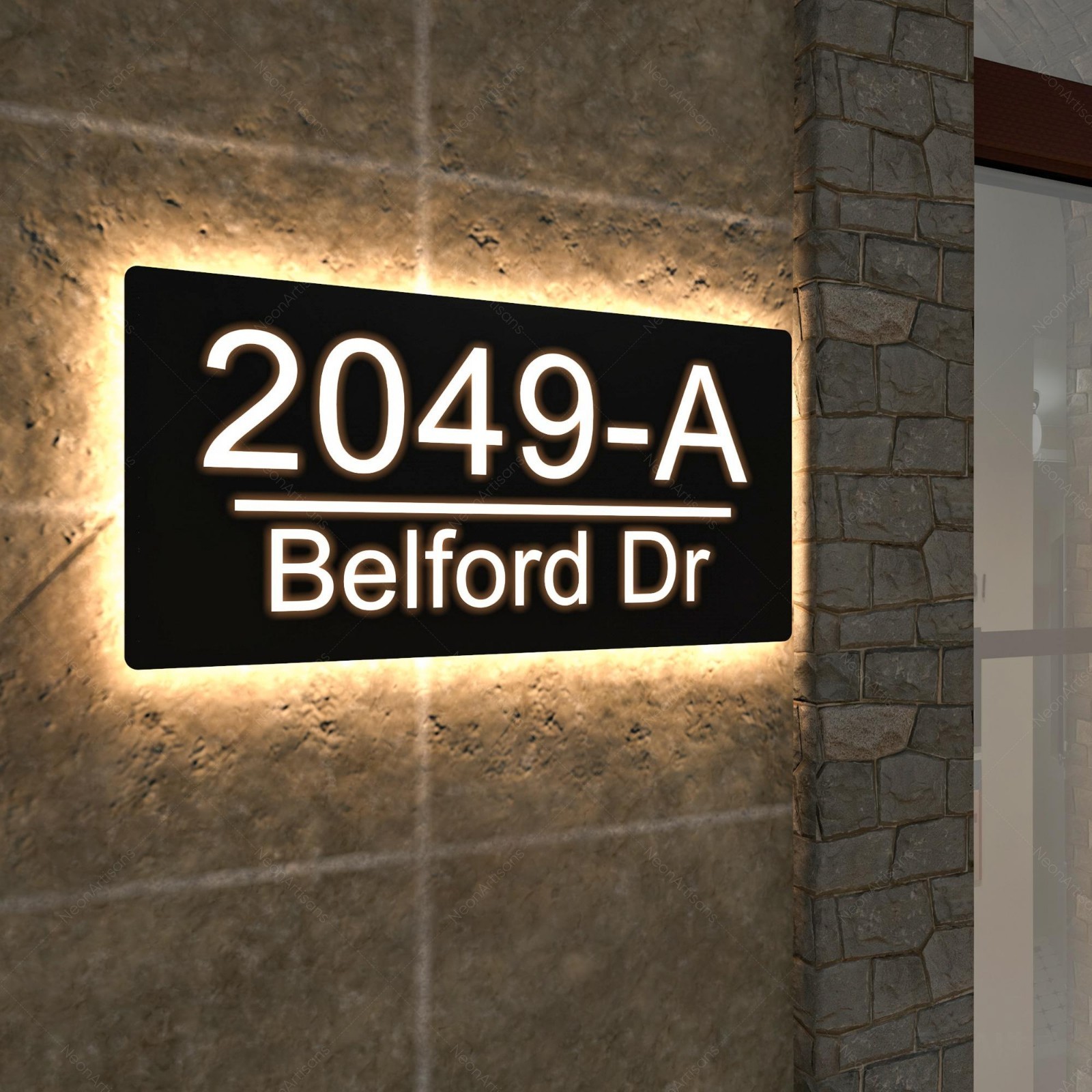 Solar LED House Number Sign Personalized Outdoor Address Plaque