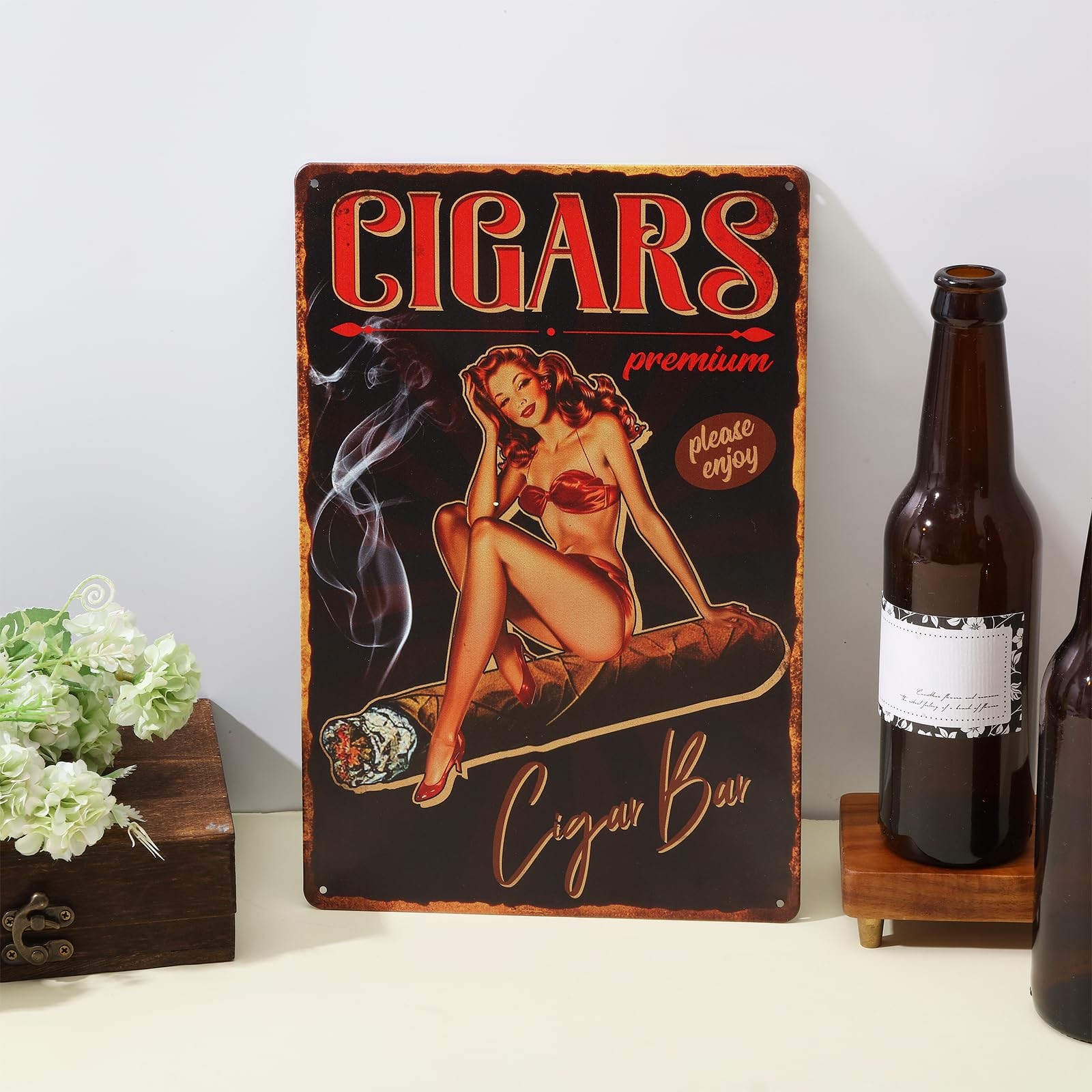 GLOBLELAND Vintage Pin Up Lady Metal 20cm x 30cm (7.9in x 12in), Mixed Color