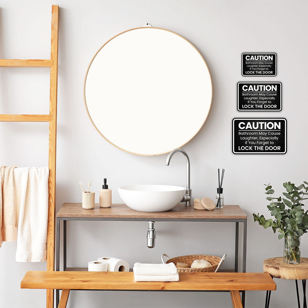 Classic Framed Plus Caution: Bathroom May Cause Laughter, Wall or Door Sign