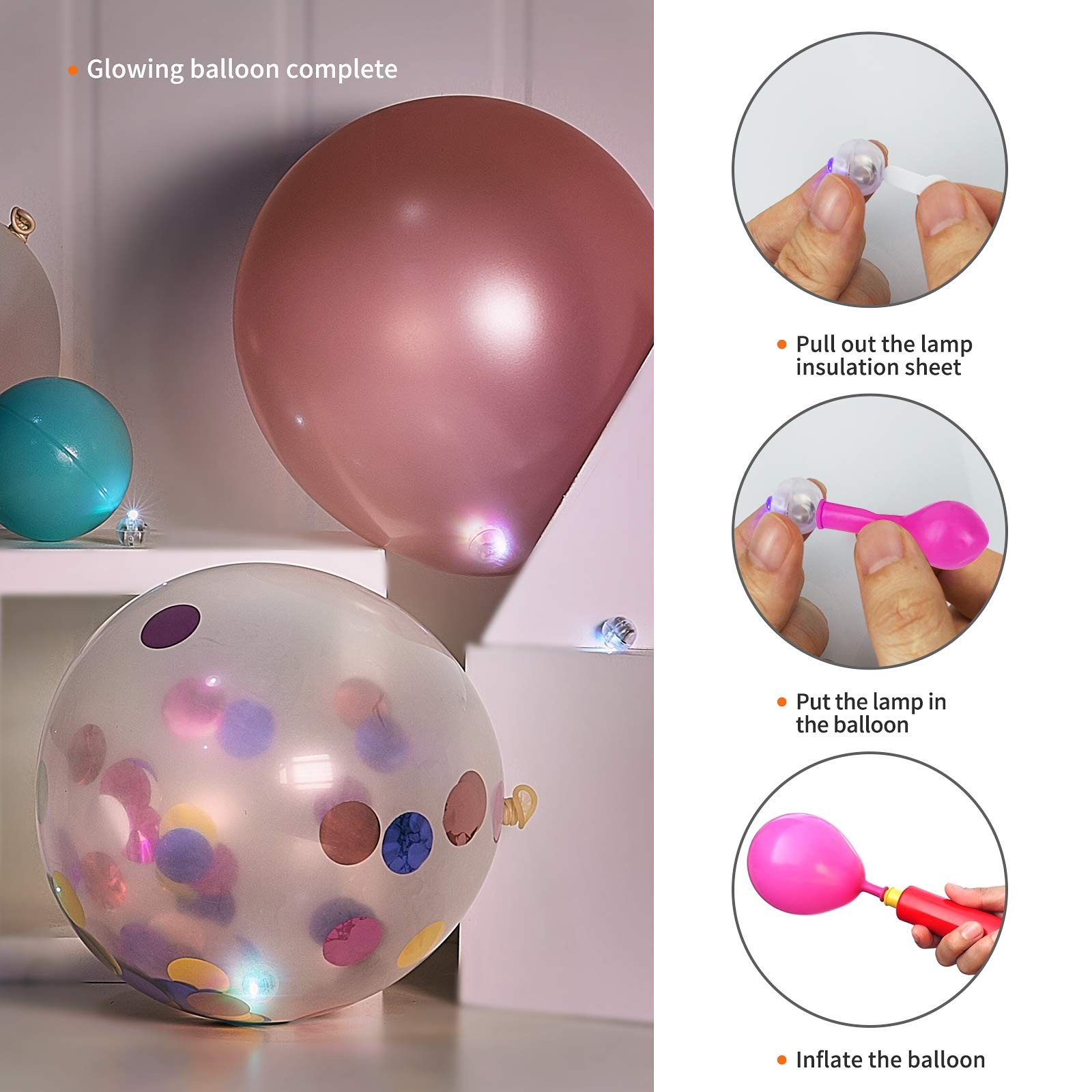 100pcs Multicolor LED Balloon Lights Round Mini Tiny Flash Led Light for Balloon