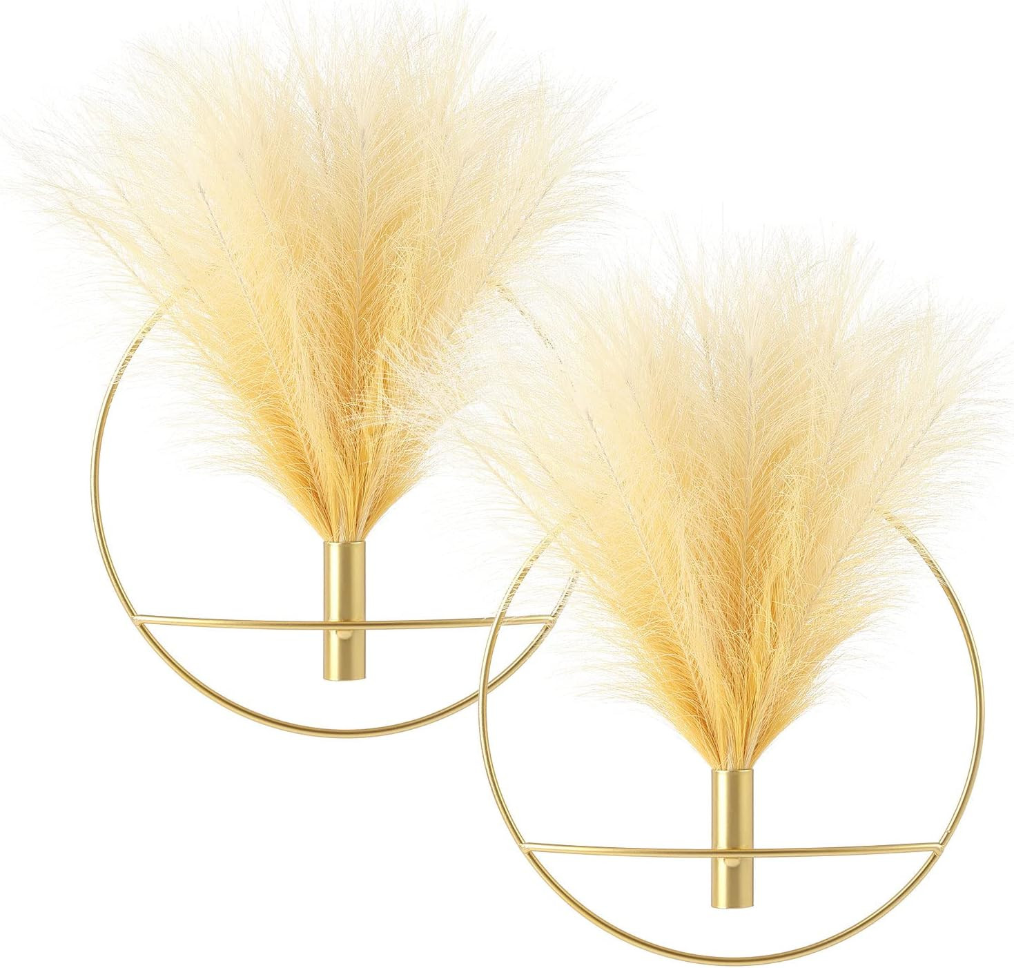 Boho Wall Decor, Wall-Mounted Metal Art, Hanging Artificial Pampas Display, Livi