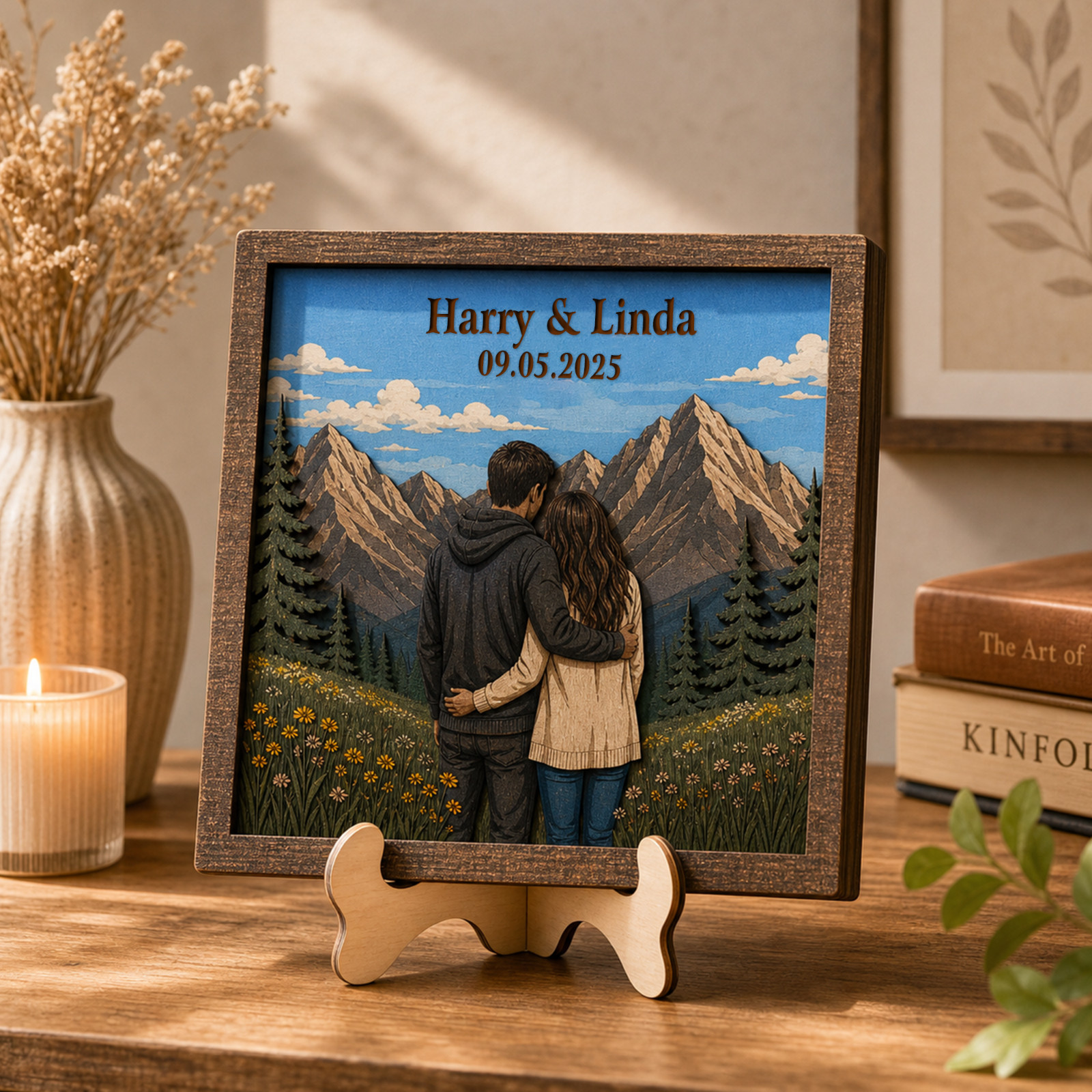 Personalized Couple Gift, Custom Wooden Layered Art Adventure Couple Decor