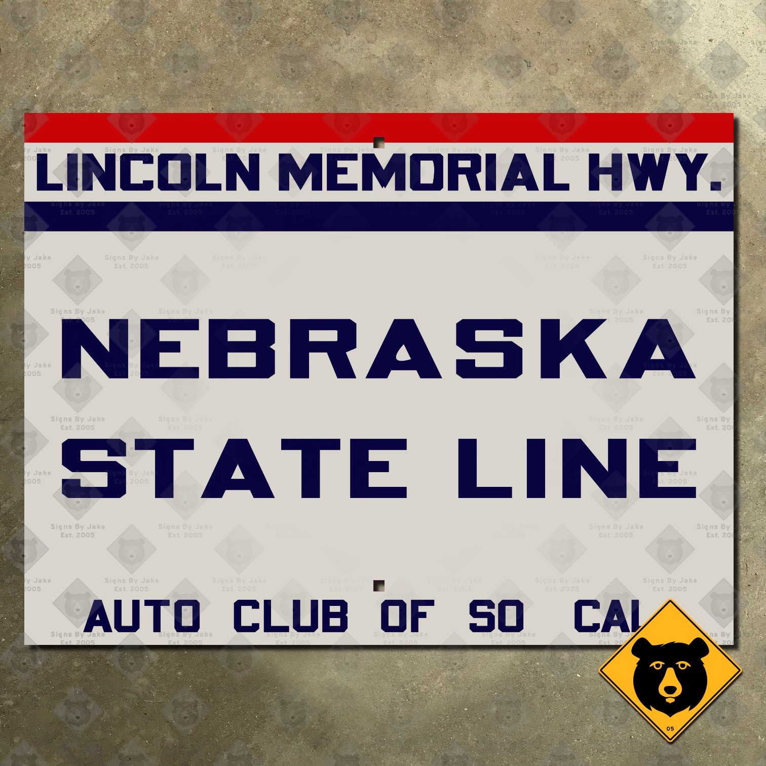 Lincoln Memorial Highway Nebraska state line road sign Colorado Loop 12×9