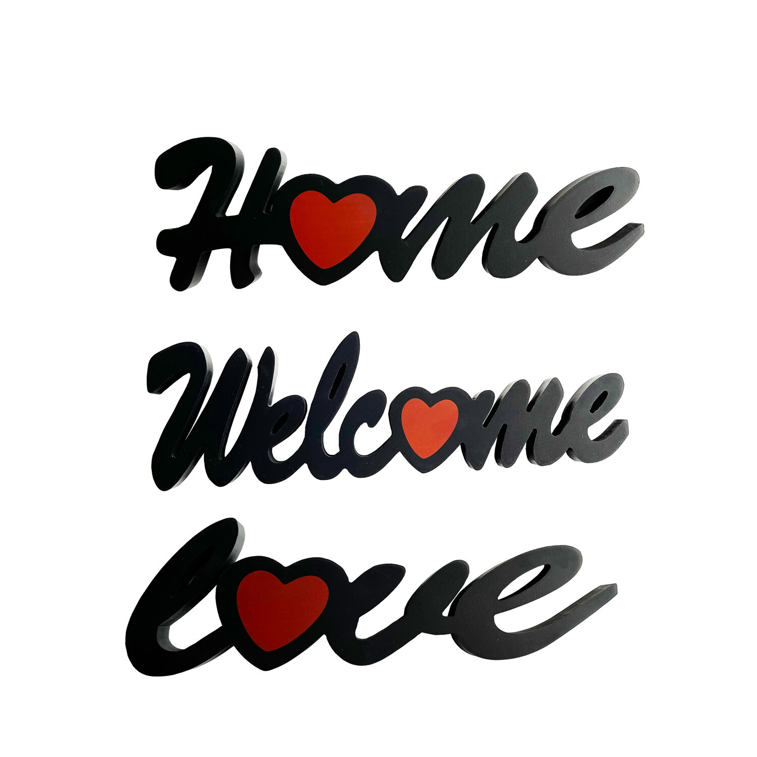 16″L Hanging Wooden Cutout Word Sign with Heart Wall Decor Free Standing Sign