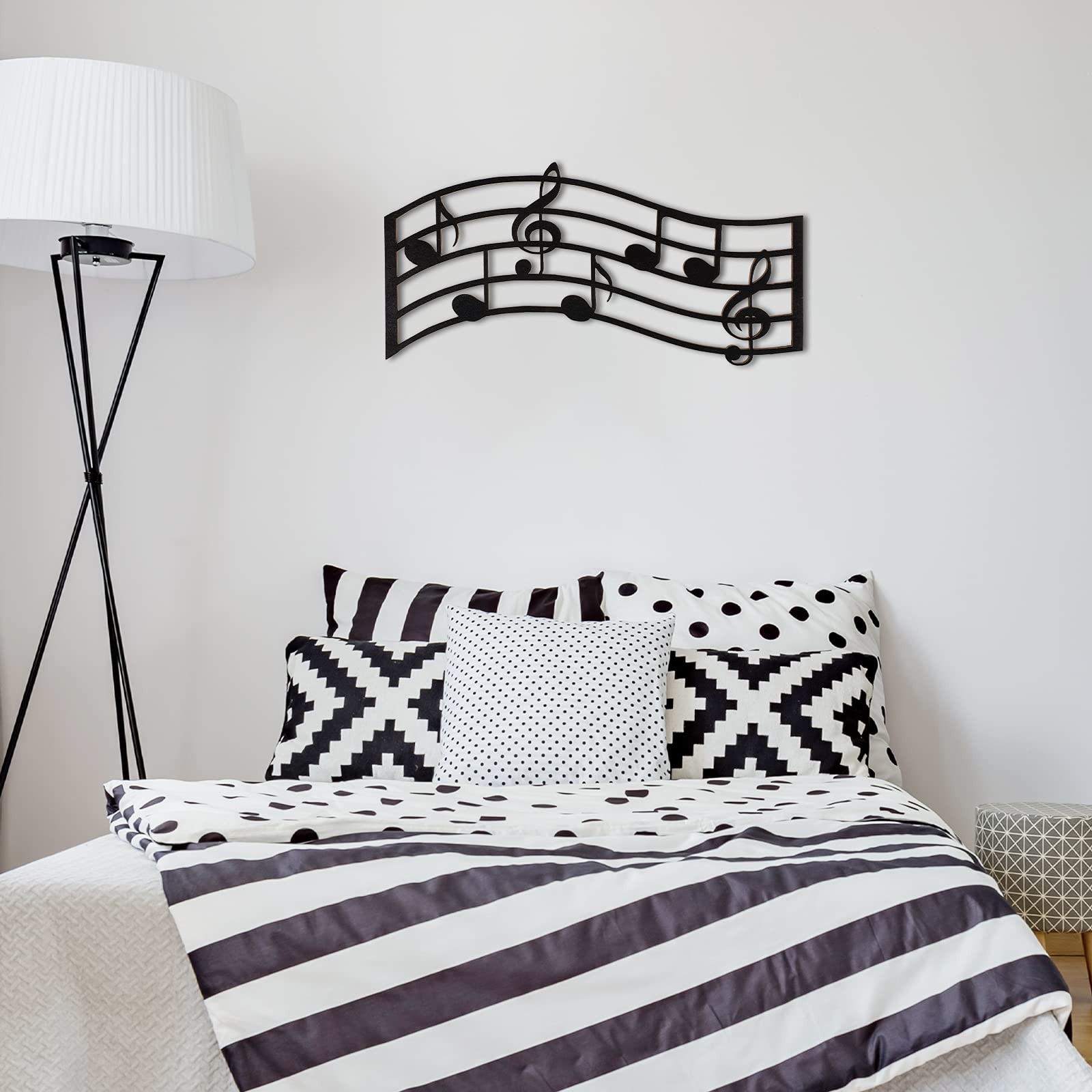 Jetec Music Notes Wall Decor Wooden Musical 15.8 x 7.9 x 0.2 inches, Black