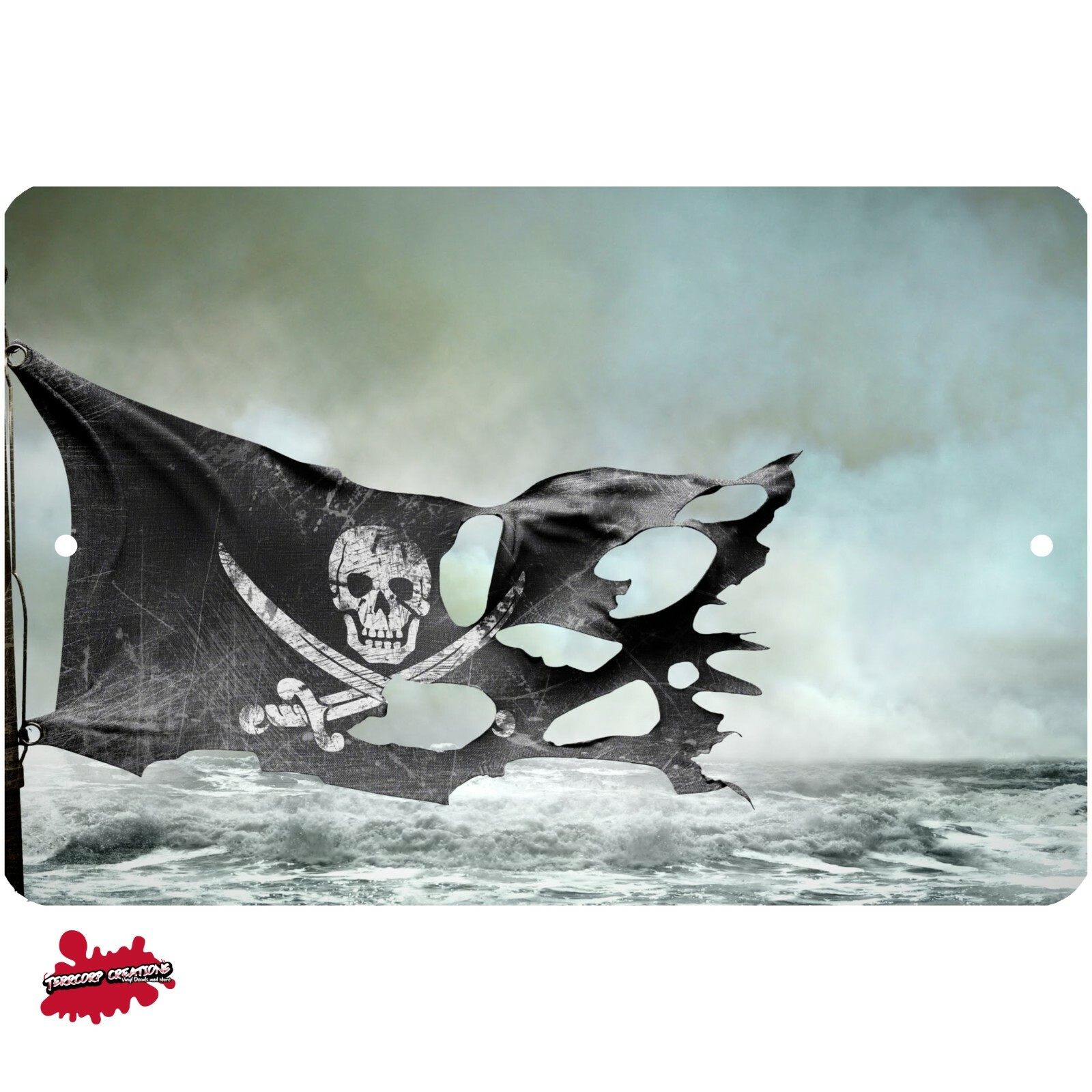 Pirate’s Jolly Roger metal sign – Wall Decor – Aluminum – Door – Art – Caribbean
