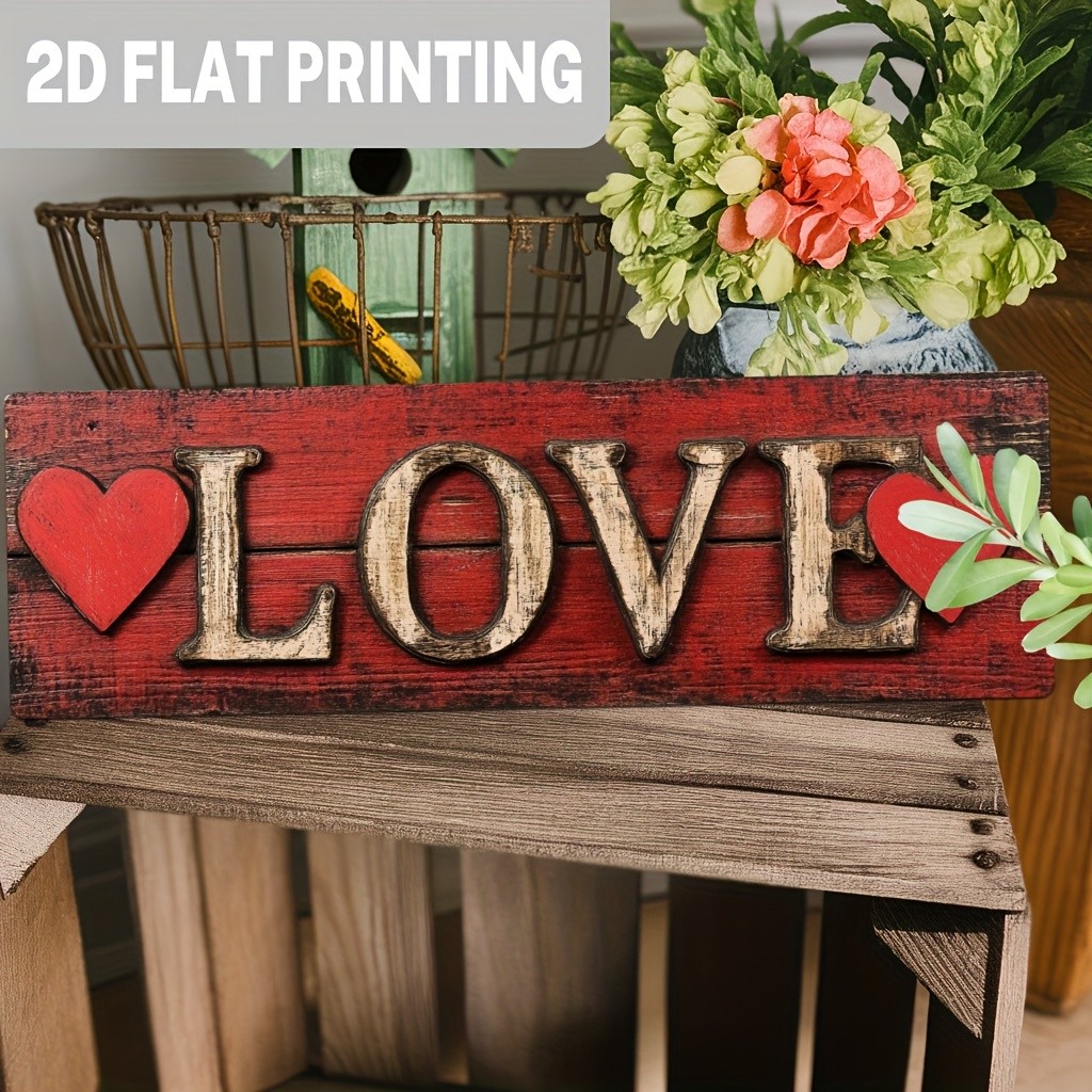 Romantic LOVE Metal Sign Distressed Letter Wall Decor for Anniversary & Home