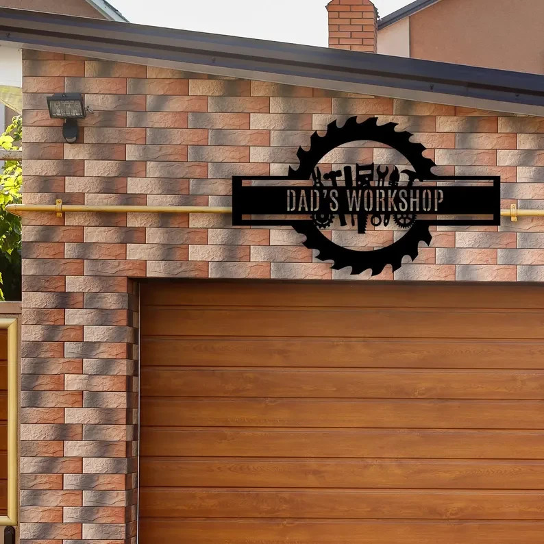 Personalized Workshop Metal Sign, Custom Garage Name Decor, Mechanic Wall Art