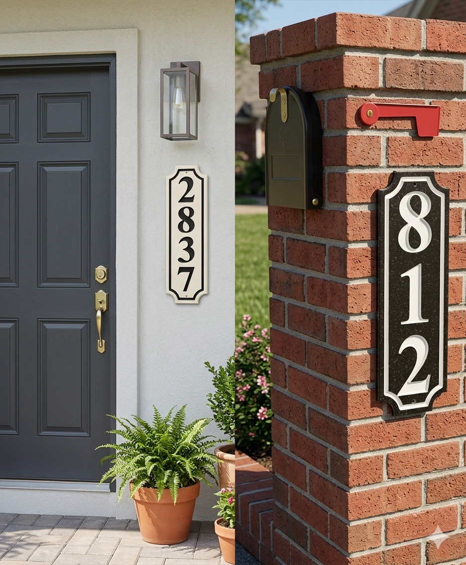 5.25”x16” Stone Home Street Address Number Plaque Outdoor Stone Mailbox Sign