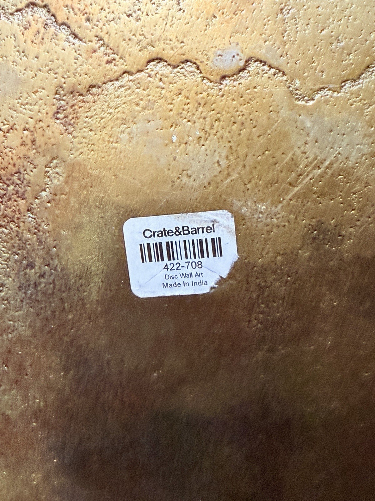 Crate & Barrel Metal Disc Wall Art, Large Decorative Wall Hanging – See Damage