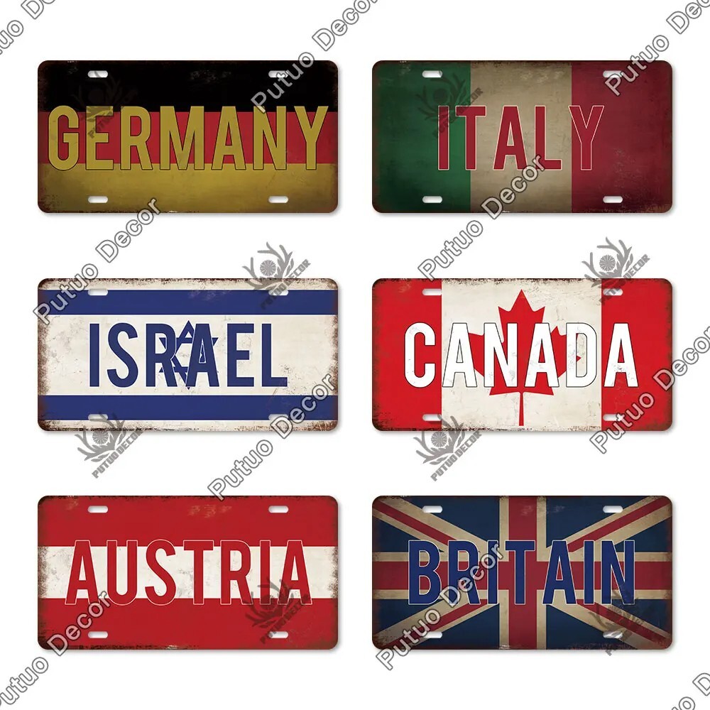 Romania Flag Decorative License Metal Plate Vintage Travel Sign Wall Tin Plaque