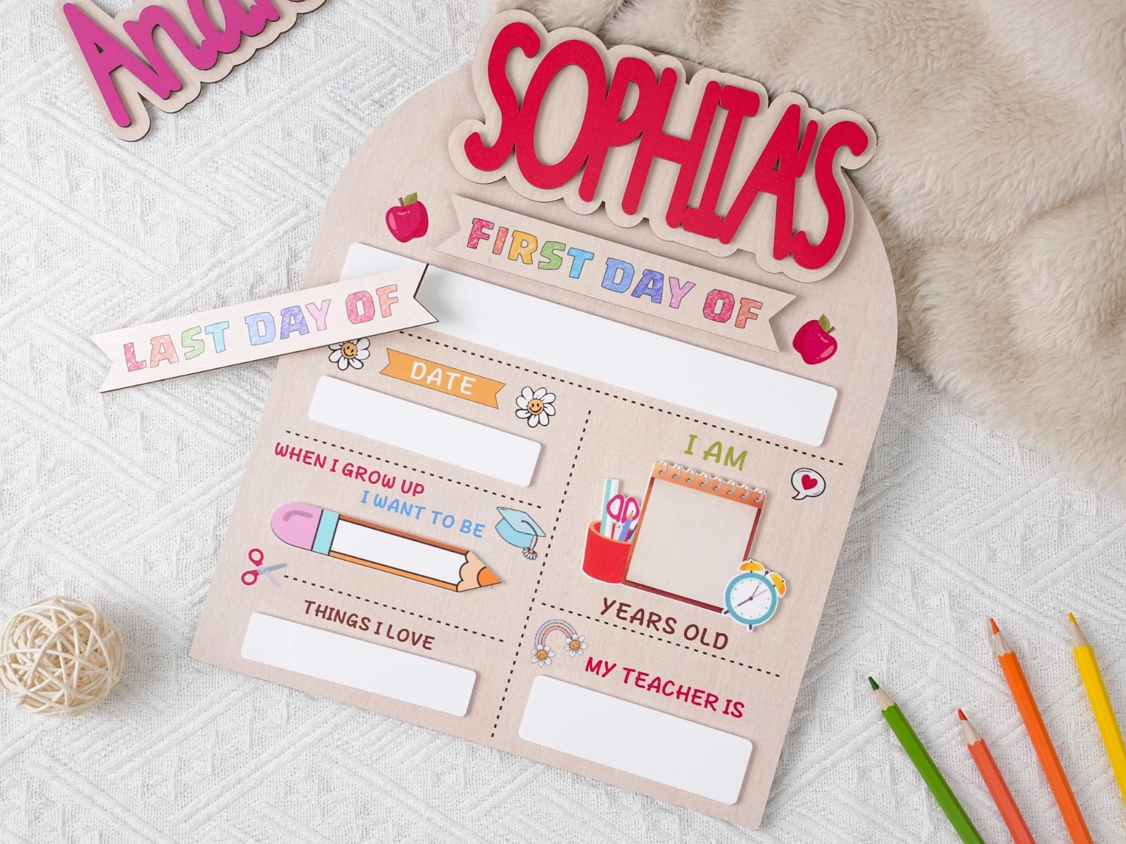 Custom First & Last Day School Sign, Personalized Dry Erase Board