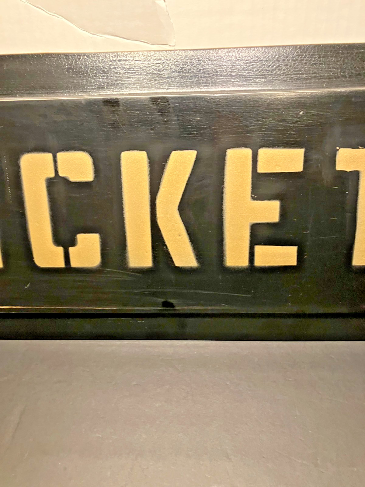 VINTAGE WOODEN RAILROAD TRAIN STATION DEPOT “TICKETS” SIGN 26″
