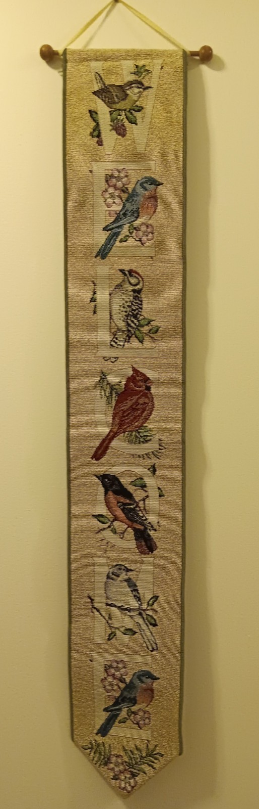 Bird Watcher’s Alphabet Wall Hanging Tapestry With Various Yard Birds