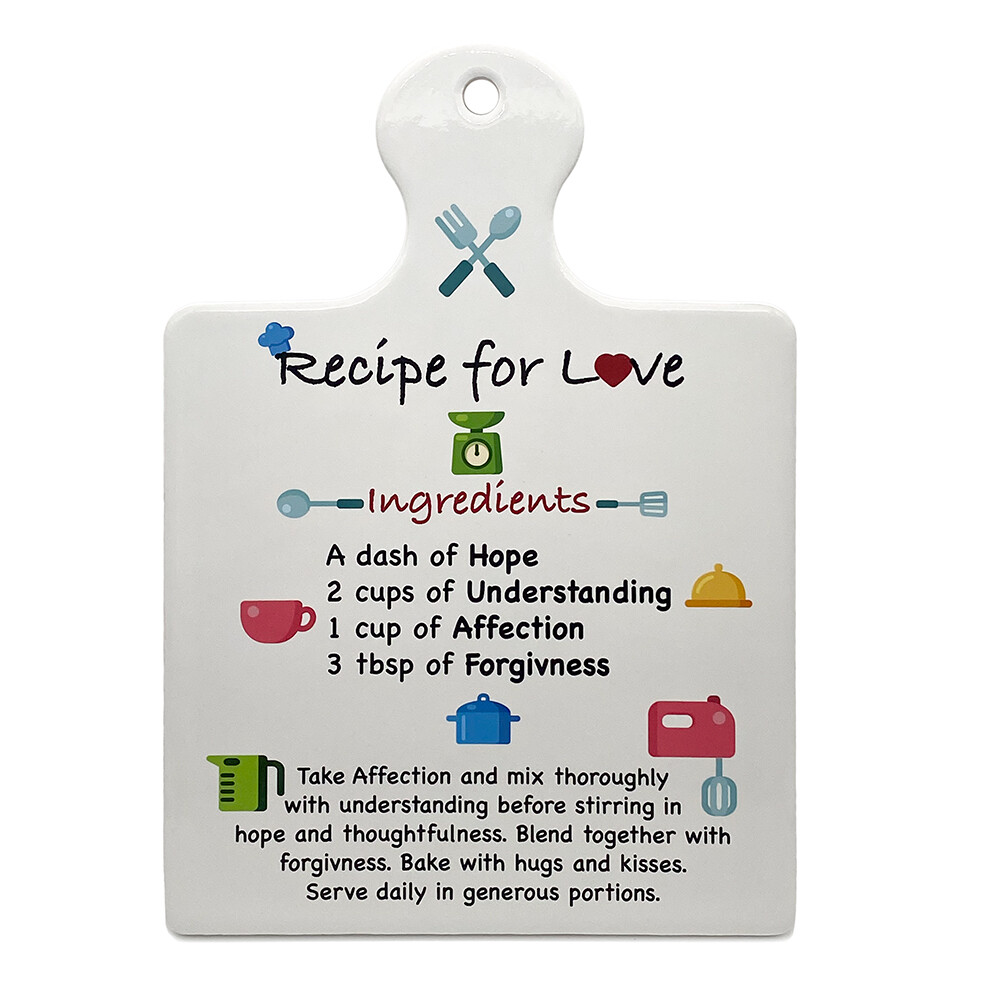 Kitchen Decorative Ceramic Cutting Board Recipe For Love, Valentines Gift