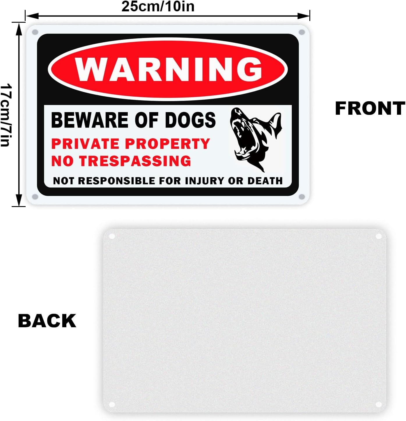 3 Pack Beware of Dog Sign 10X7 Inch Private Property No Trespassing Signs Rust F