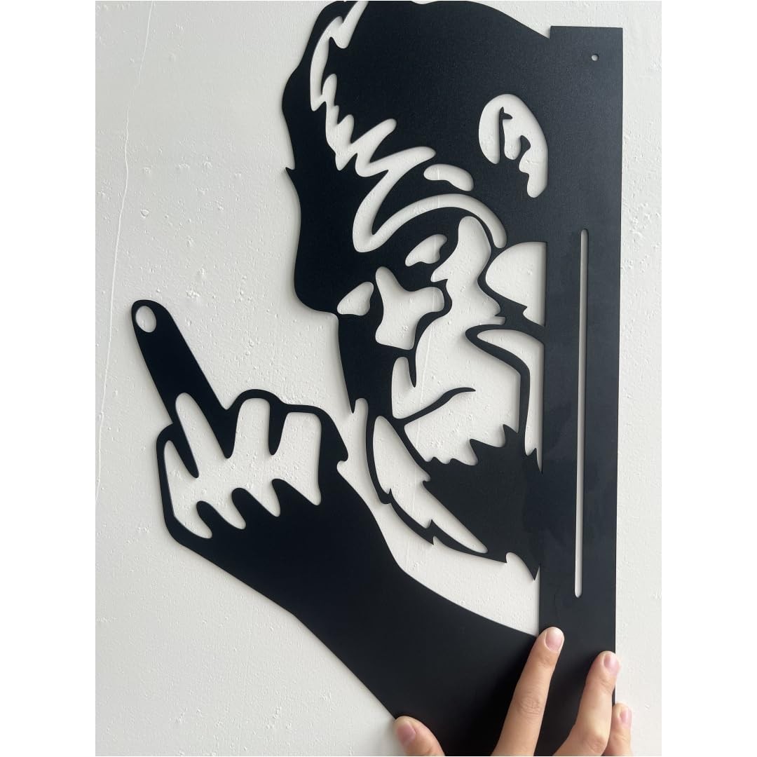 Large Middle Finger Bigfoot Peaking-a-Boo Animal Metal Sign Wall Art Ornament…