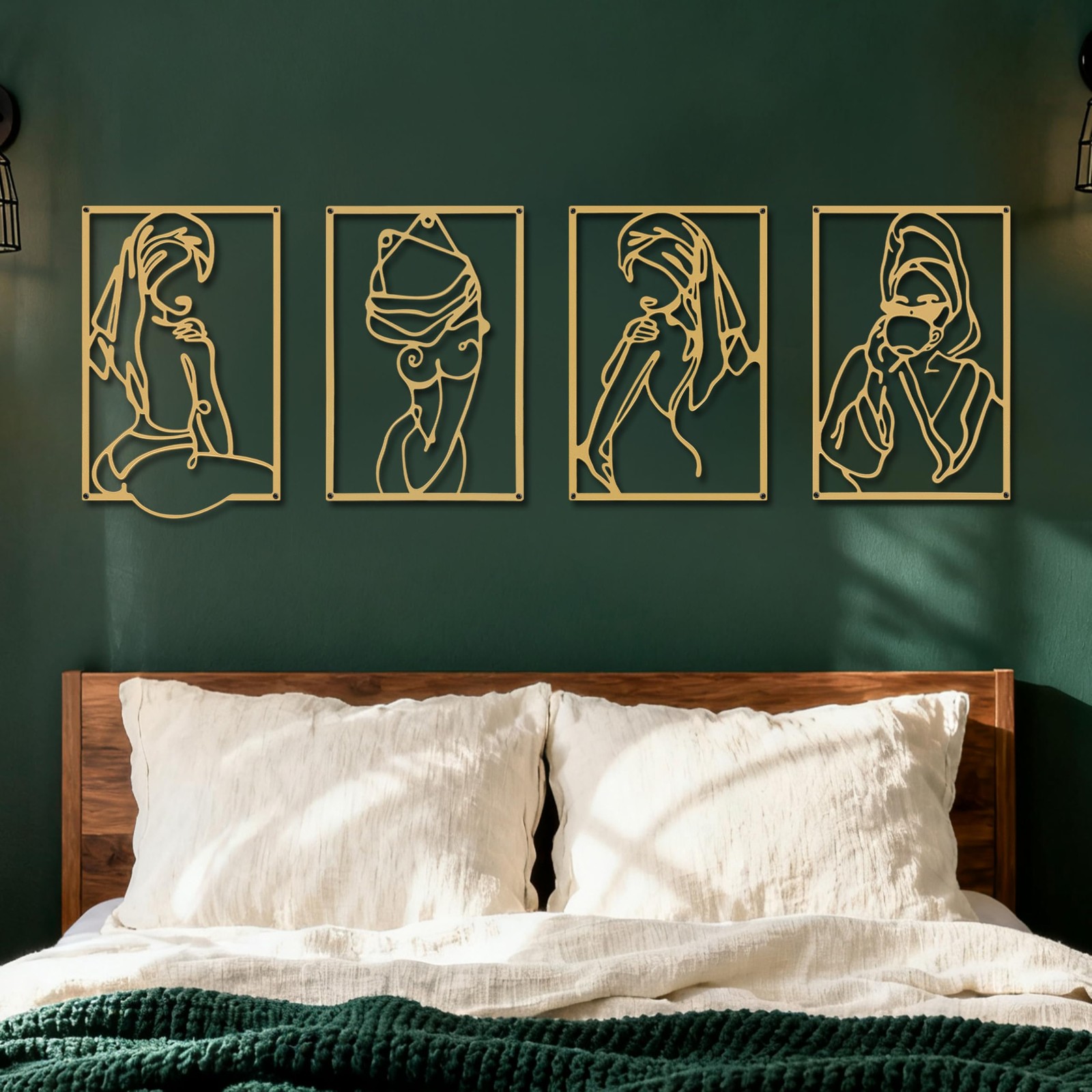 4 Pcs Gold Metal Wall Art Decor, Woman’s Body Shape Line Wall Art for Living …