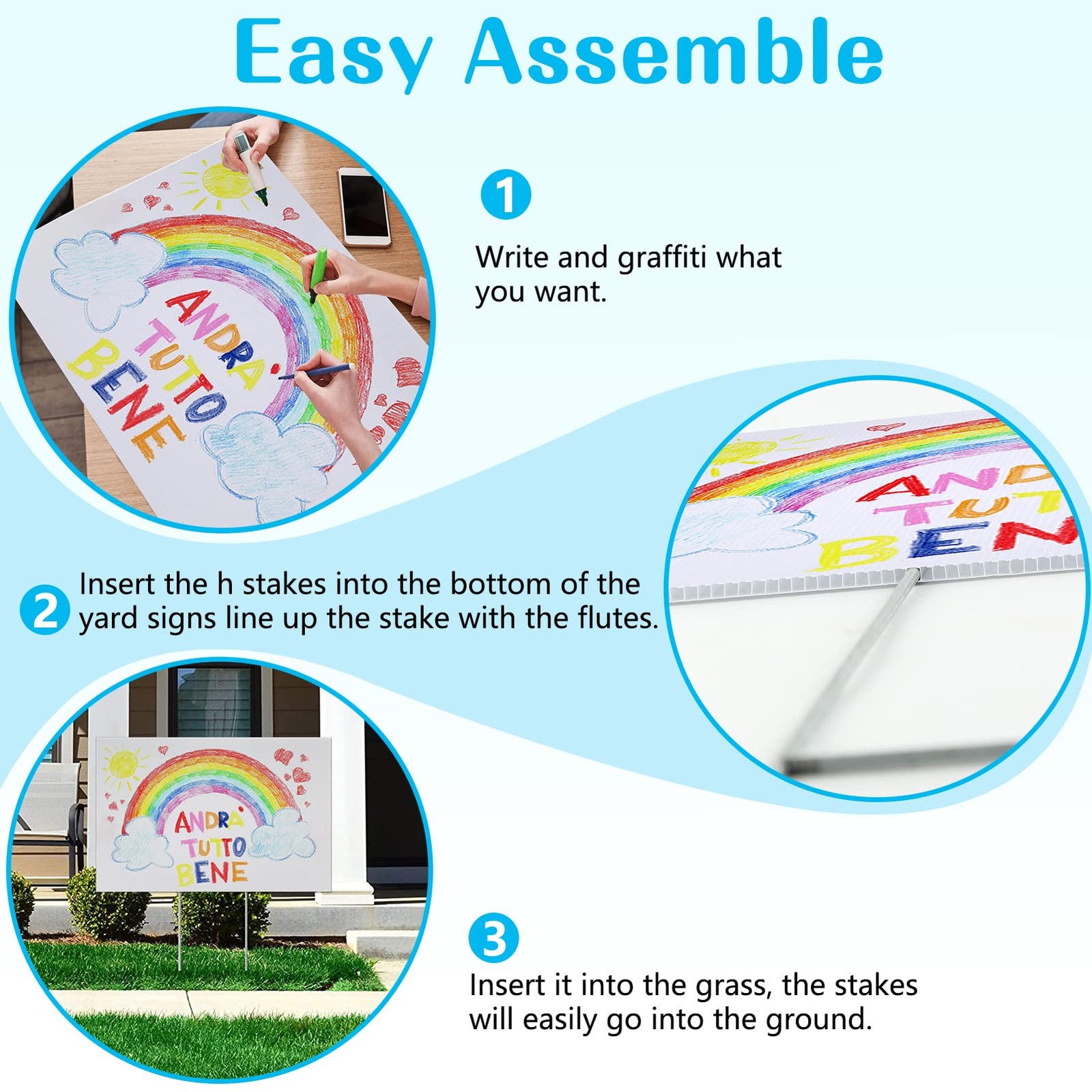 Blank Yard Signs with Stakes, Remiawy Custom Yard Sale Sign 17×12 Inch 4 Pack…