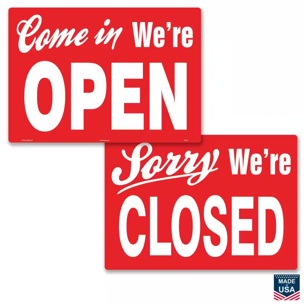 14 In. X 10 In. Come in We’Re Open/Closed Sign Printed on More Durable Thicker L