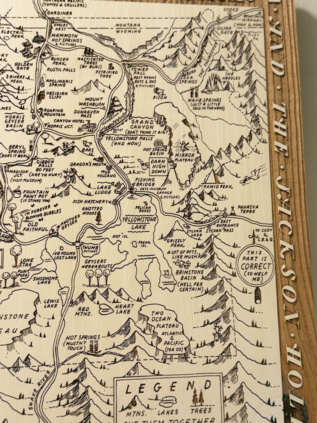 YELLOWSTONE SOLID WOOD FUN ENGRAVED MAP/WALL ART – JH Listed Separately-Unique!