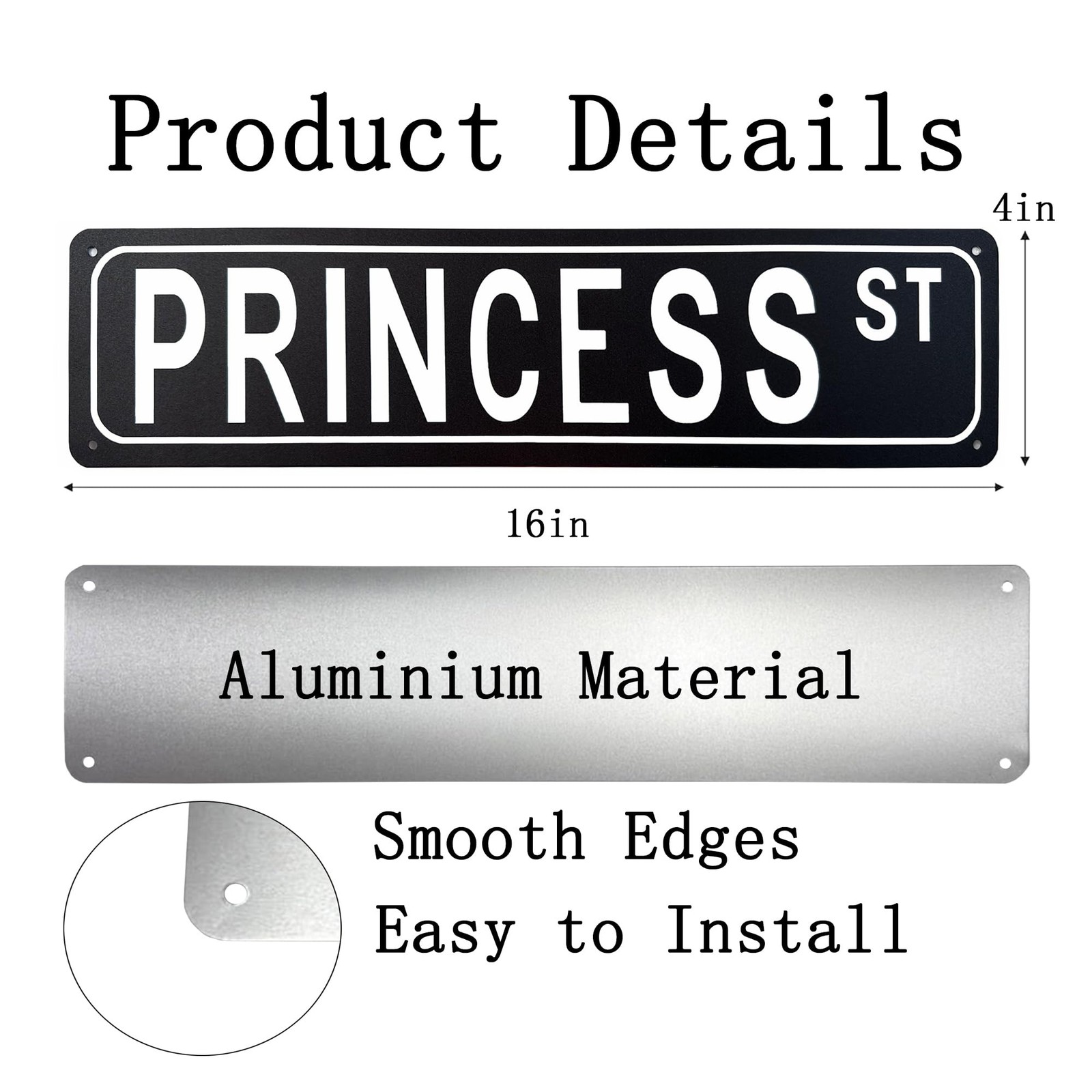 Princess St Aluminium Metal Tin Sign Poster Suitable for Street Home Bedroom …