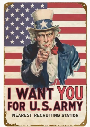 Uncle Sam US Army Aluminum Weatherproof Sign p1224