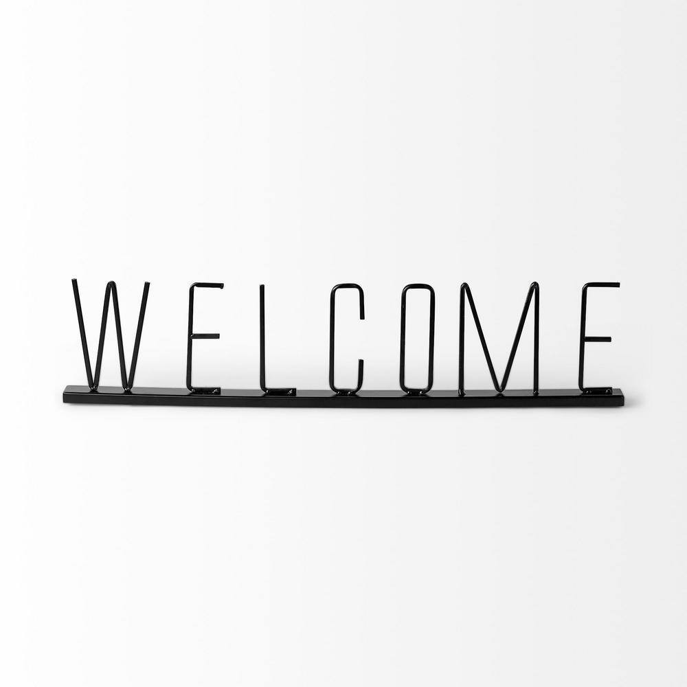 Welcome 24 In. L X 1 In. W Black Metal Sign