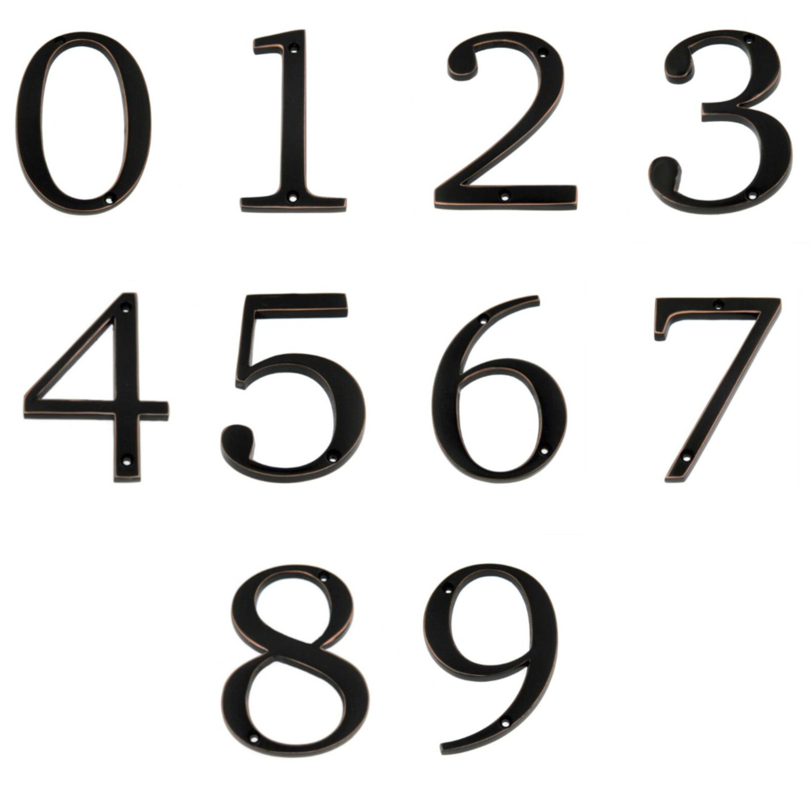 Aged Bronze Metal 4″ Flush House Address Numbers, Bold Readable Font