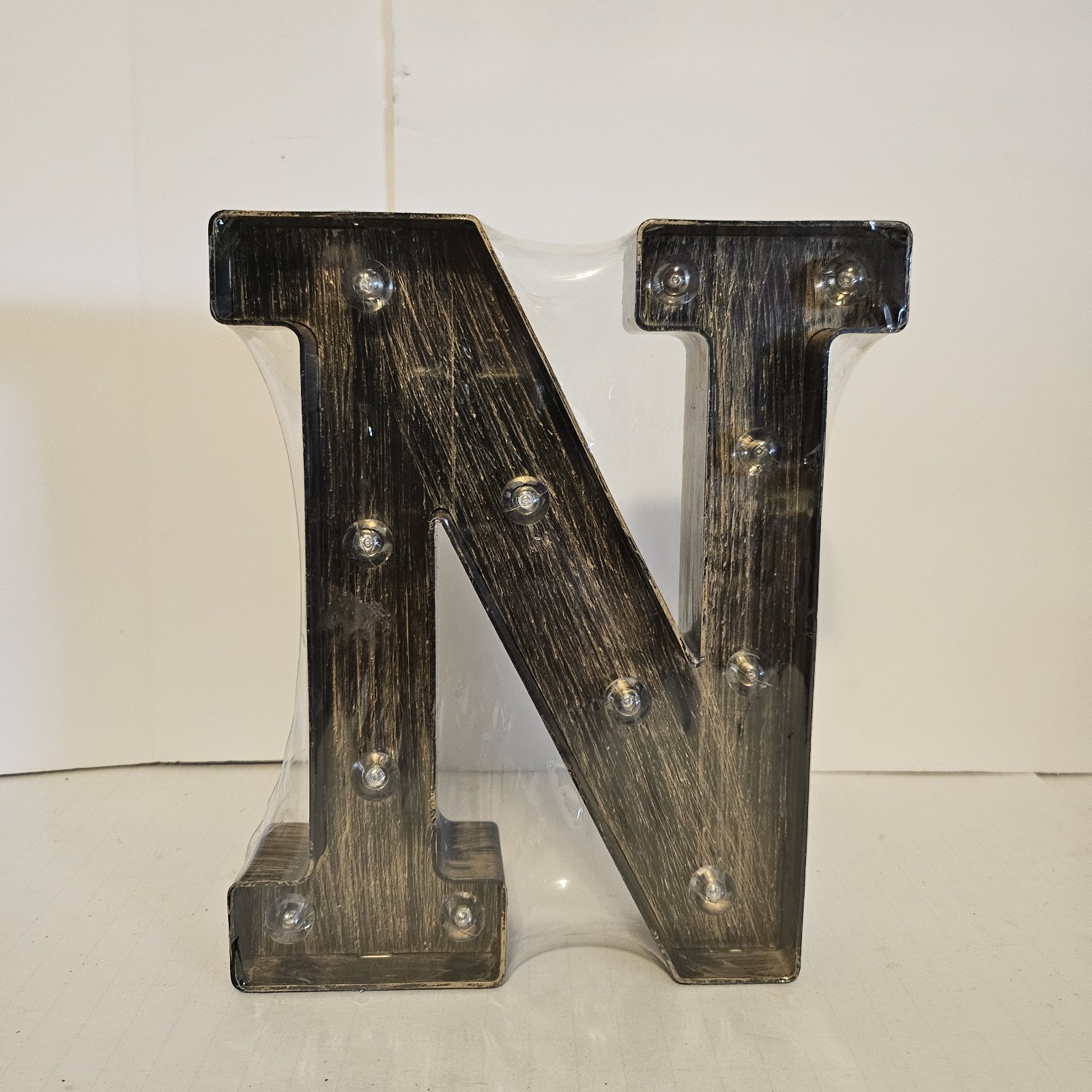 New 9 inch Battery-Powered Plastic “Antiqued Wood” Letter “N”