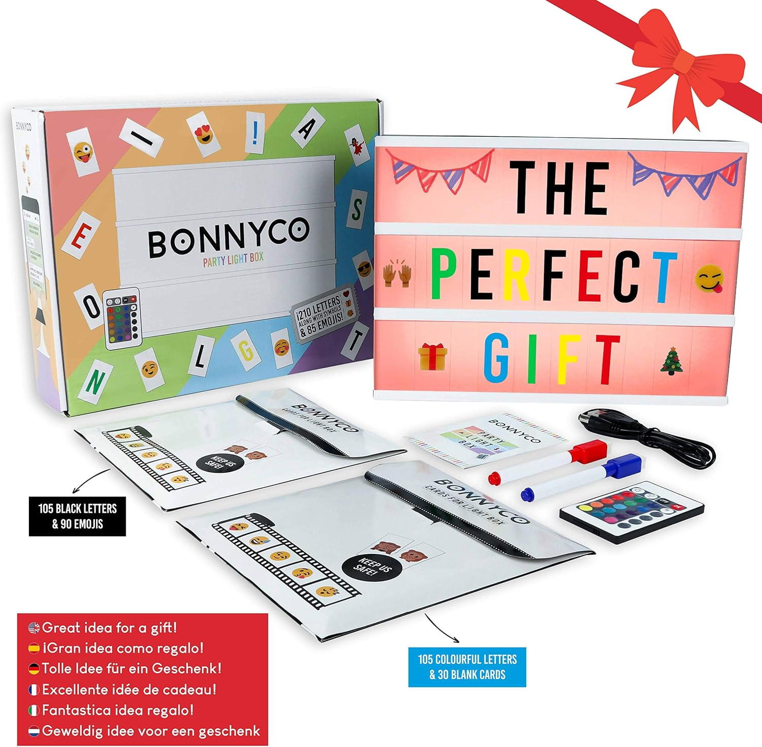 BONNYCO Cinema Light Box Color Changing with 400 Letters, Emojis, Remote Control