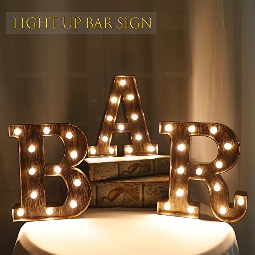 Light Up BAR Sign, LED Vintage Letters Home Decor Name Signs – Illuminated