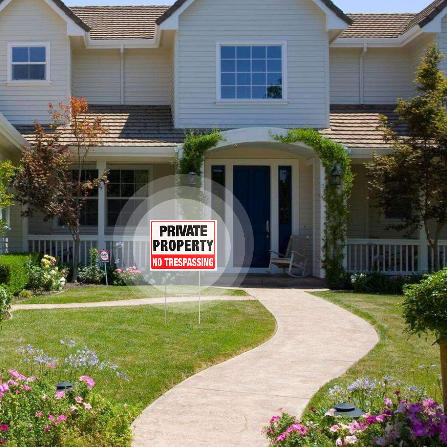 2 Pack Private Property No Trespassing Signs with Metal Wire H-Stakes, 12” X…