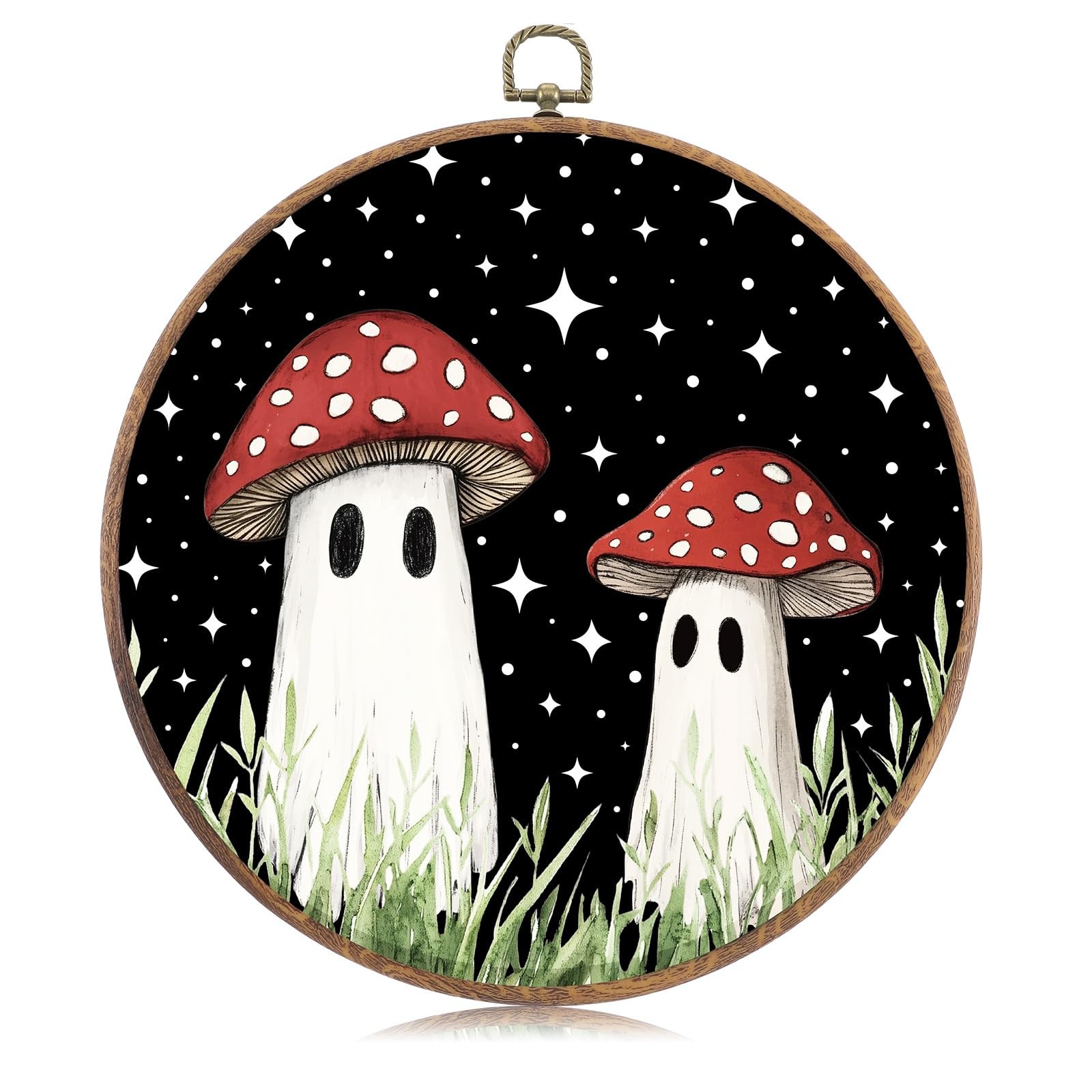 Mushroom Ghost Wall Decor with Hooks 9.84 Inch Boho Mushroom Hanging Door Sig…