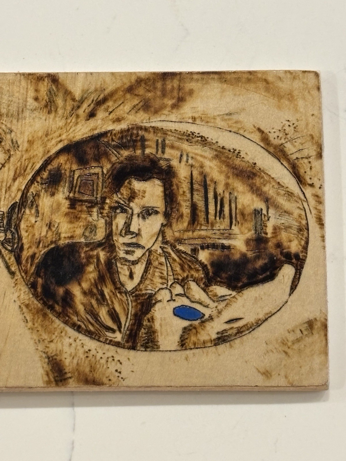 Hand Burned Wood Art Red Blue Pill Matrix Inspired Pyrography 3.75×9 • Neo