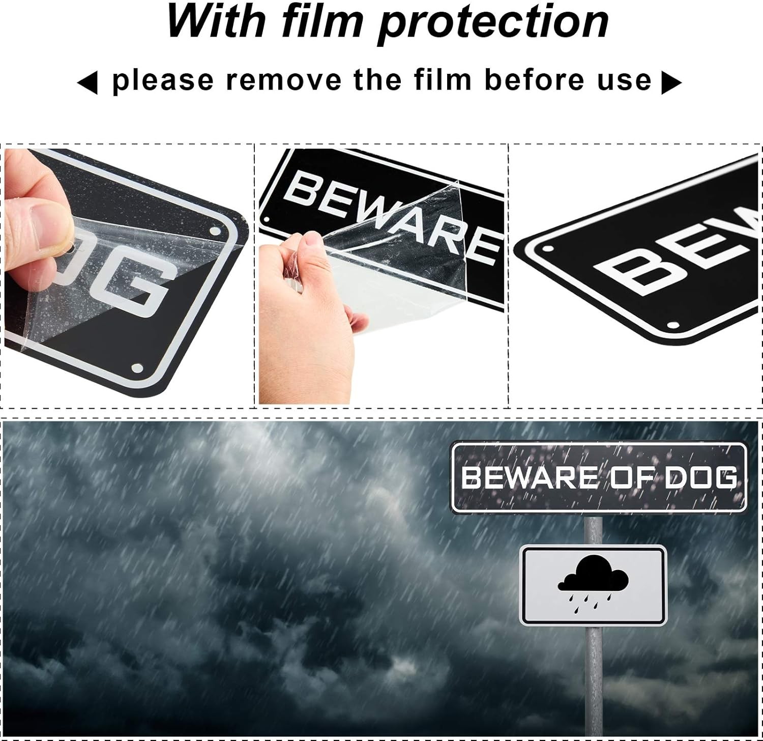 Beware of Dog Aluminum Sign – Not Responsible Warning 12 x 3 inches, Black