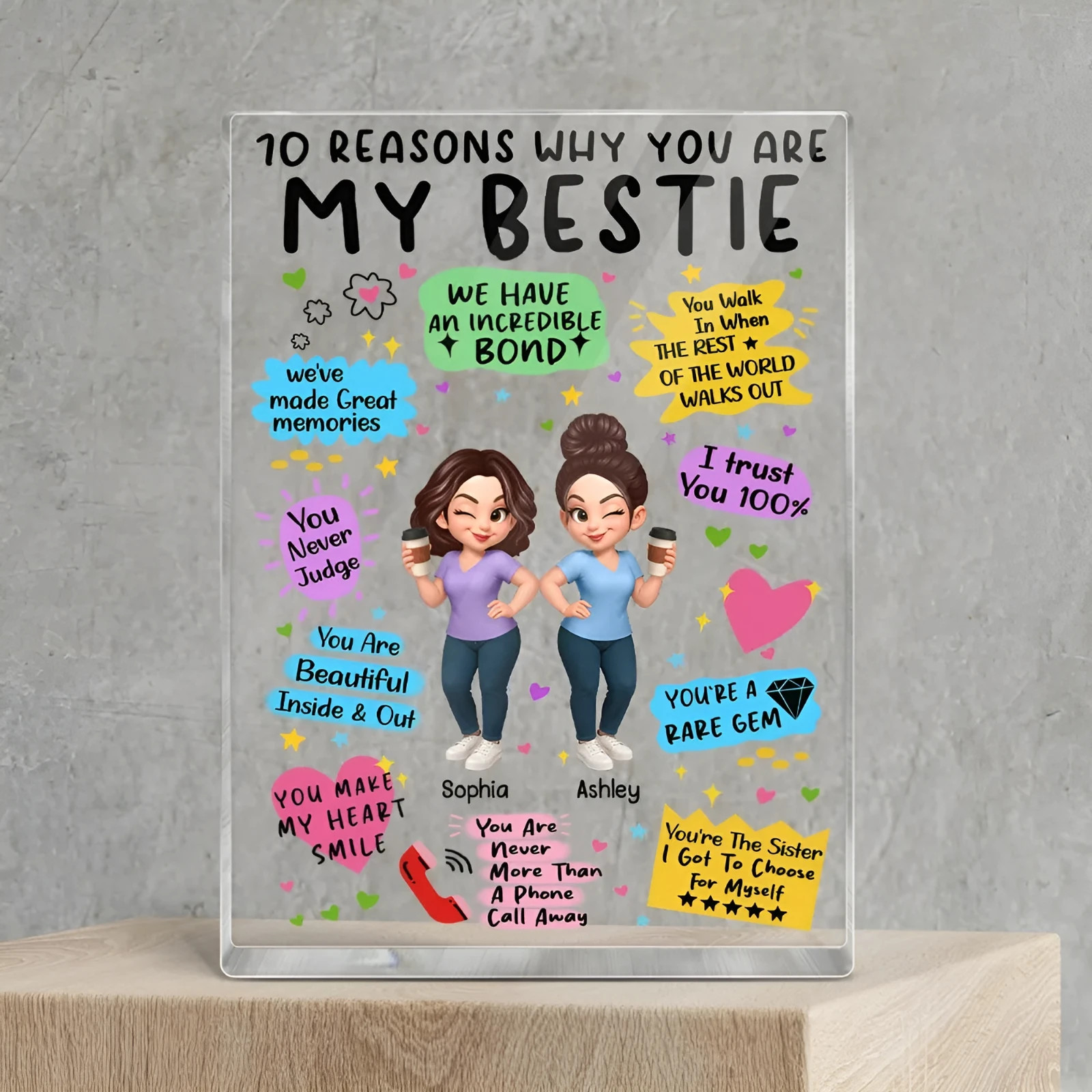 10 Reasons Why You Are My Besties Personalized Acrylic Block Plaque