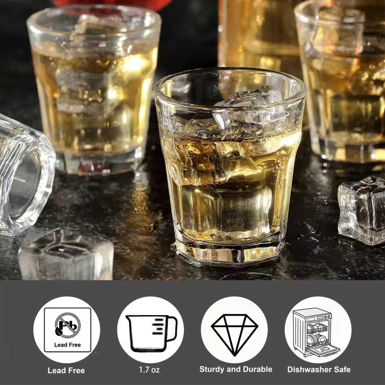 6 Pack Shot Glasses, 1.7 oz Clear Heavy Base Shot Glass for Tequila, Whiskey, Li