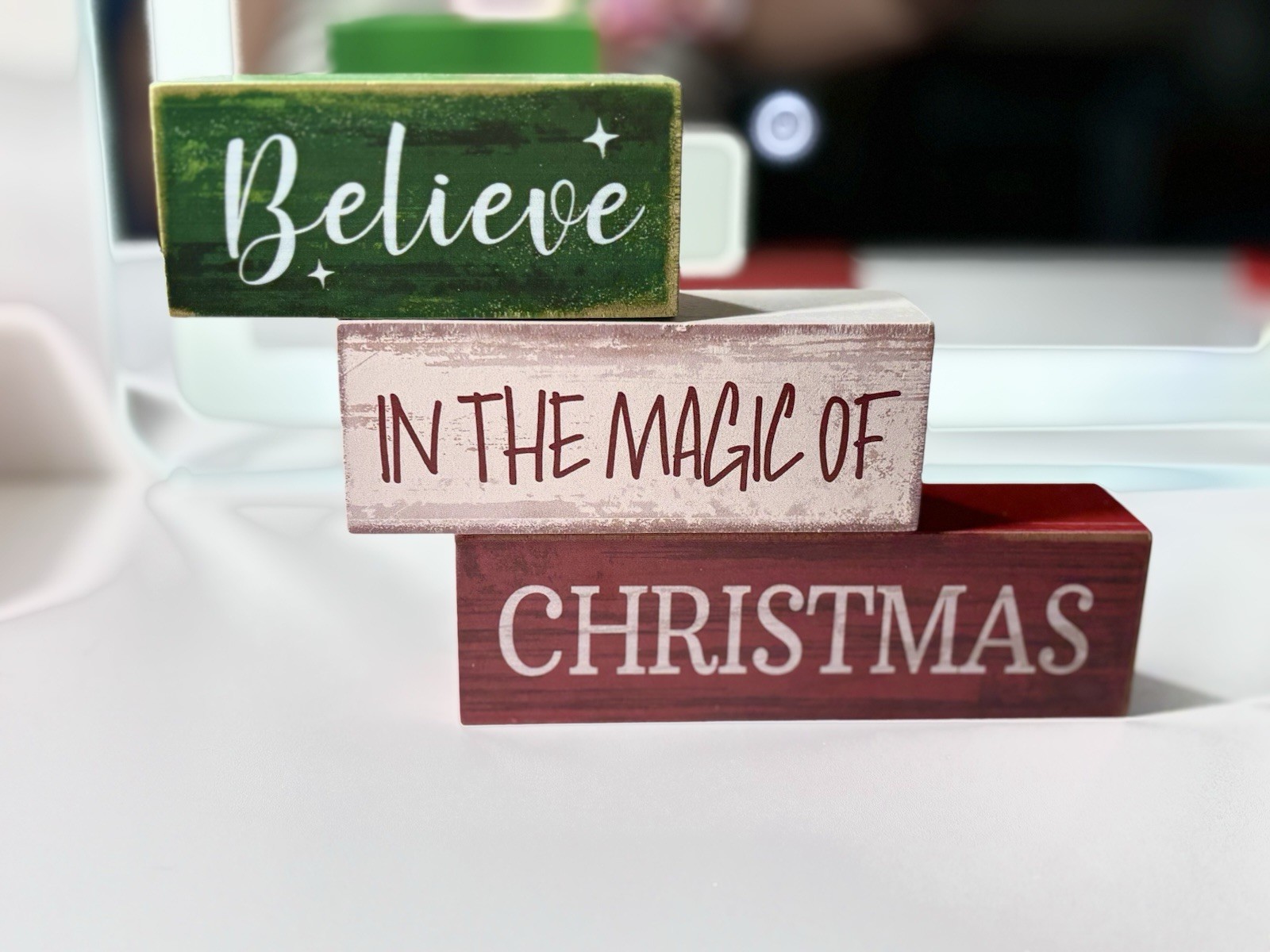Believe in the Magic of Christmas Wooden Block Sign Shelf Sitter Holiday Decor