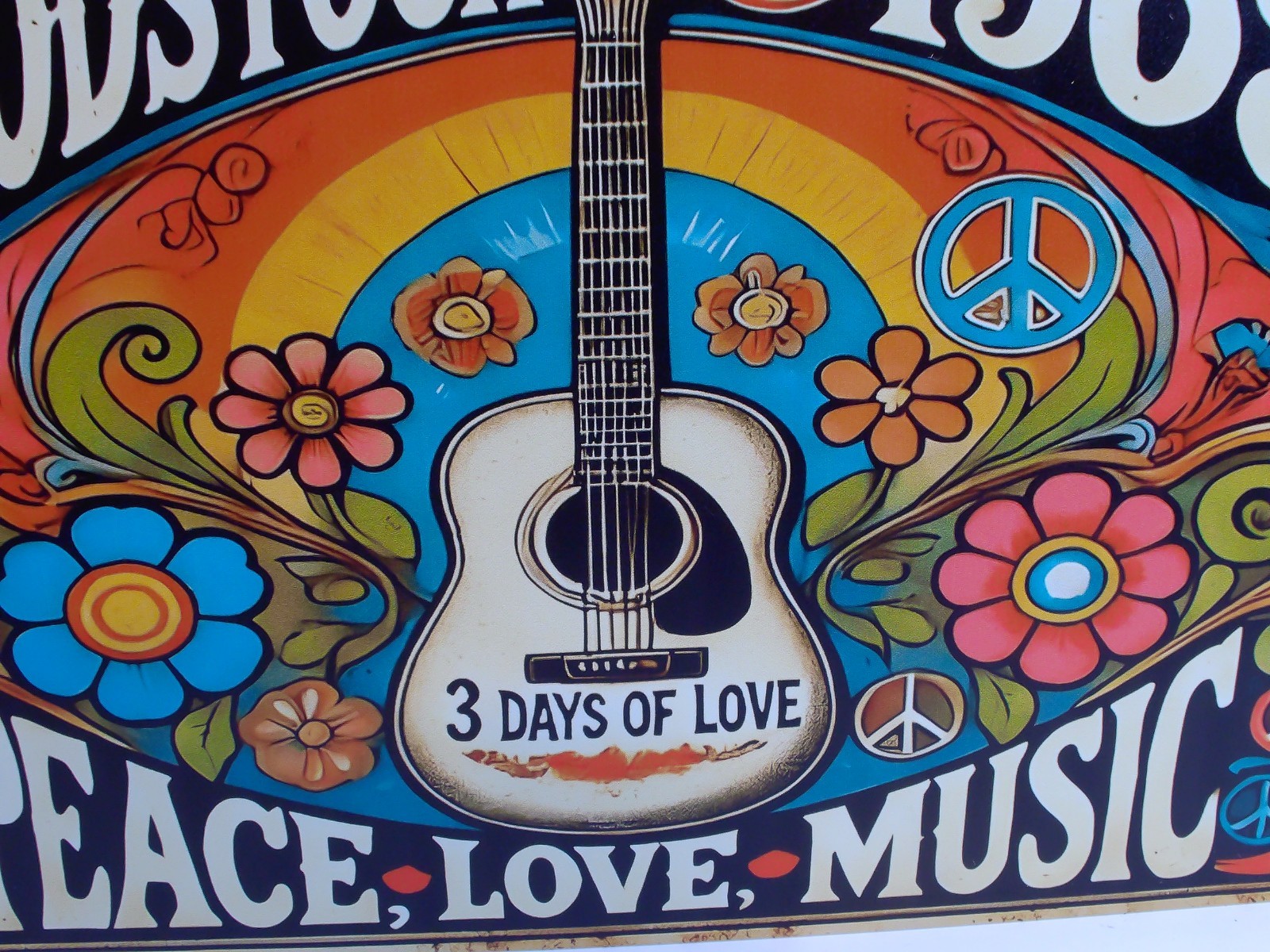 Woodstock 1969 Metal Sign Peace Love Music Hippie Retro Wall Decor