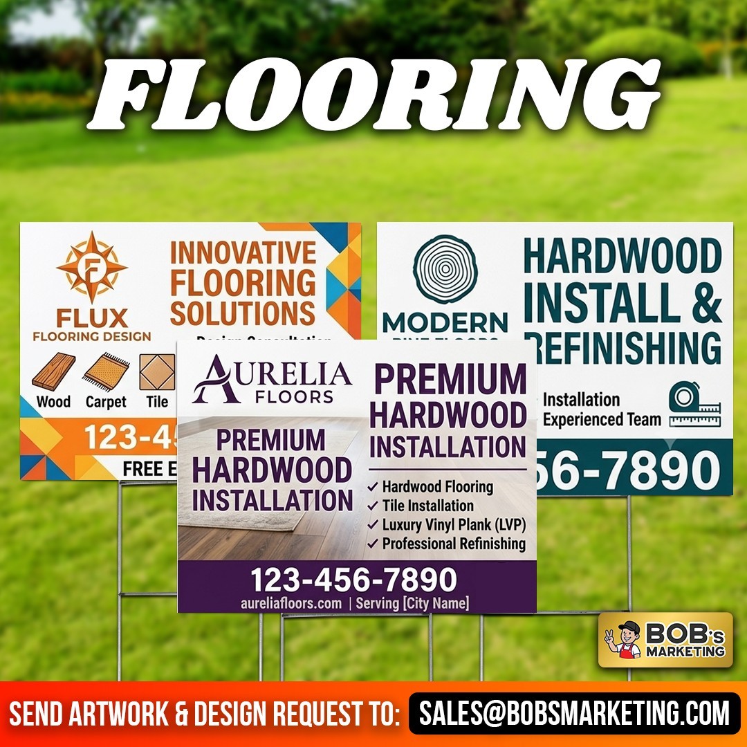 5 Pack Custom Yard Signs 24×18 Full Color Wholesale Printing + Metal H Stakes