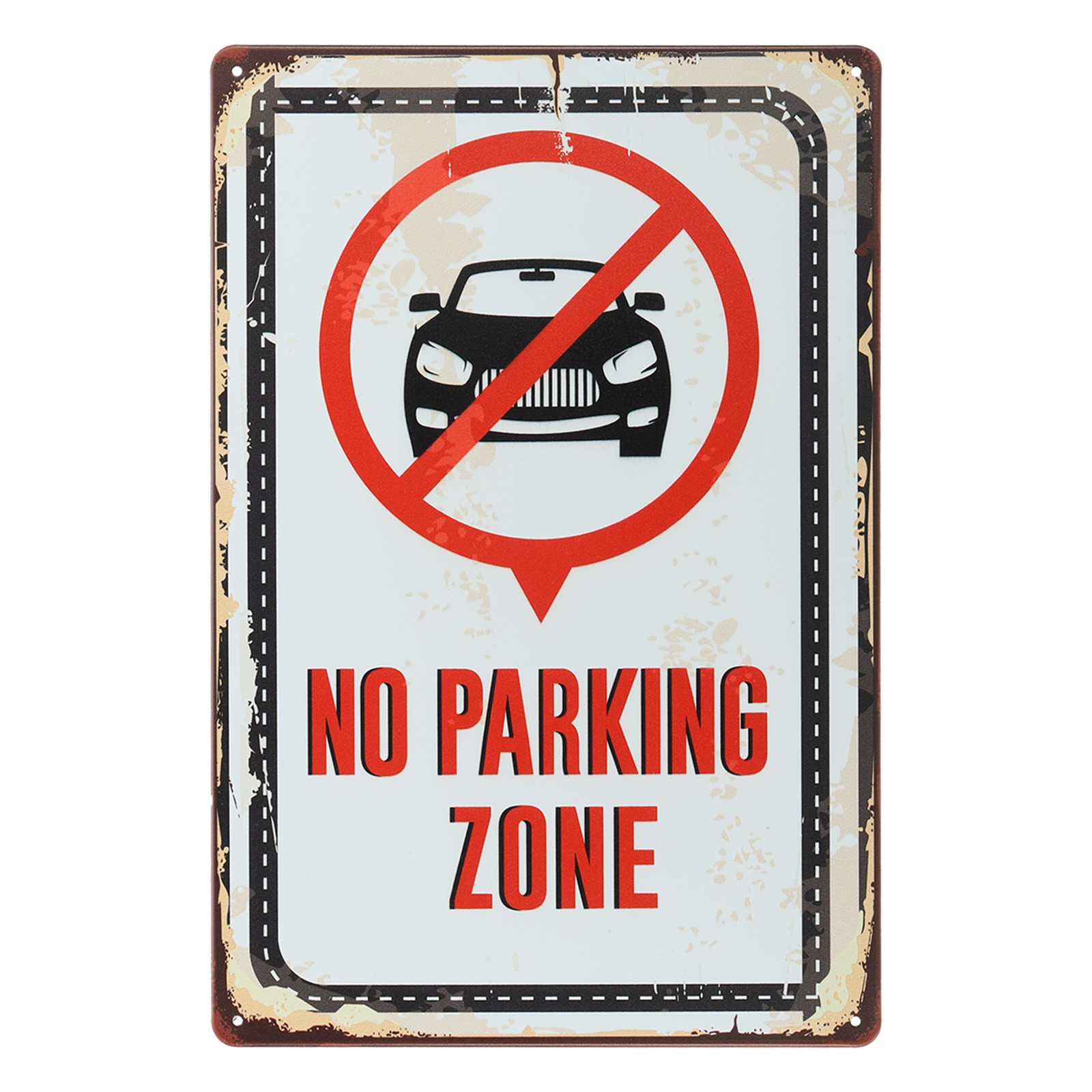 Metal Warning Sign 12″ x 8″, No Parking Zone, Retro Hanging Sign