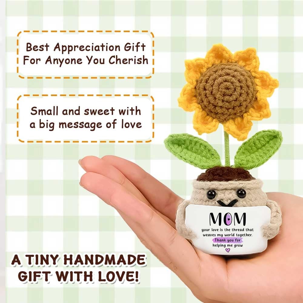 Crochet Sunflower Mothers Day Gift for Mom Thank You for Helping Me Grow